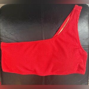 J. Crew Red One-Shoulder Bikini  Top
